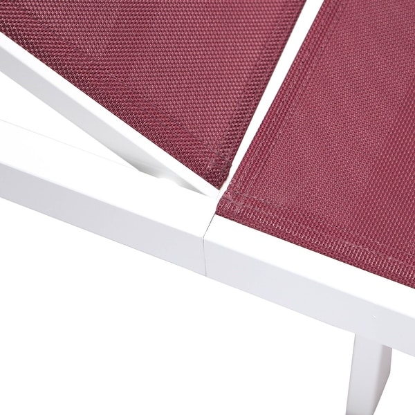 Aluminum Beach Pool Sun Lounge Chair Sling Mesh Fabric Reclining Stackable Lounger Chair
