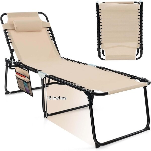 1/2 PCS Chaise Lounge Chair Outdoor Folding 5Postion Beach Chair