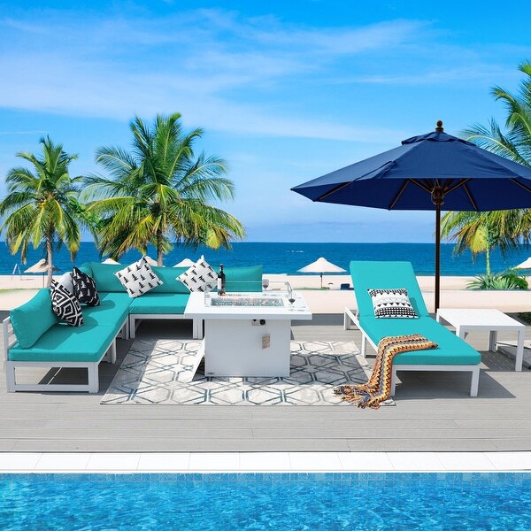 Nicesoul White Aluminum Modern Patio Furniture Sectional Sofa Set with Cushion