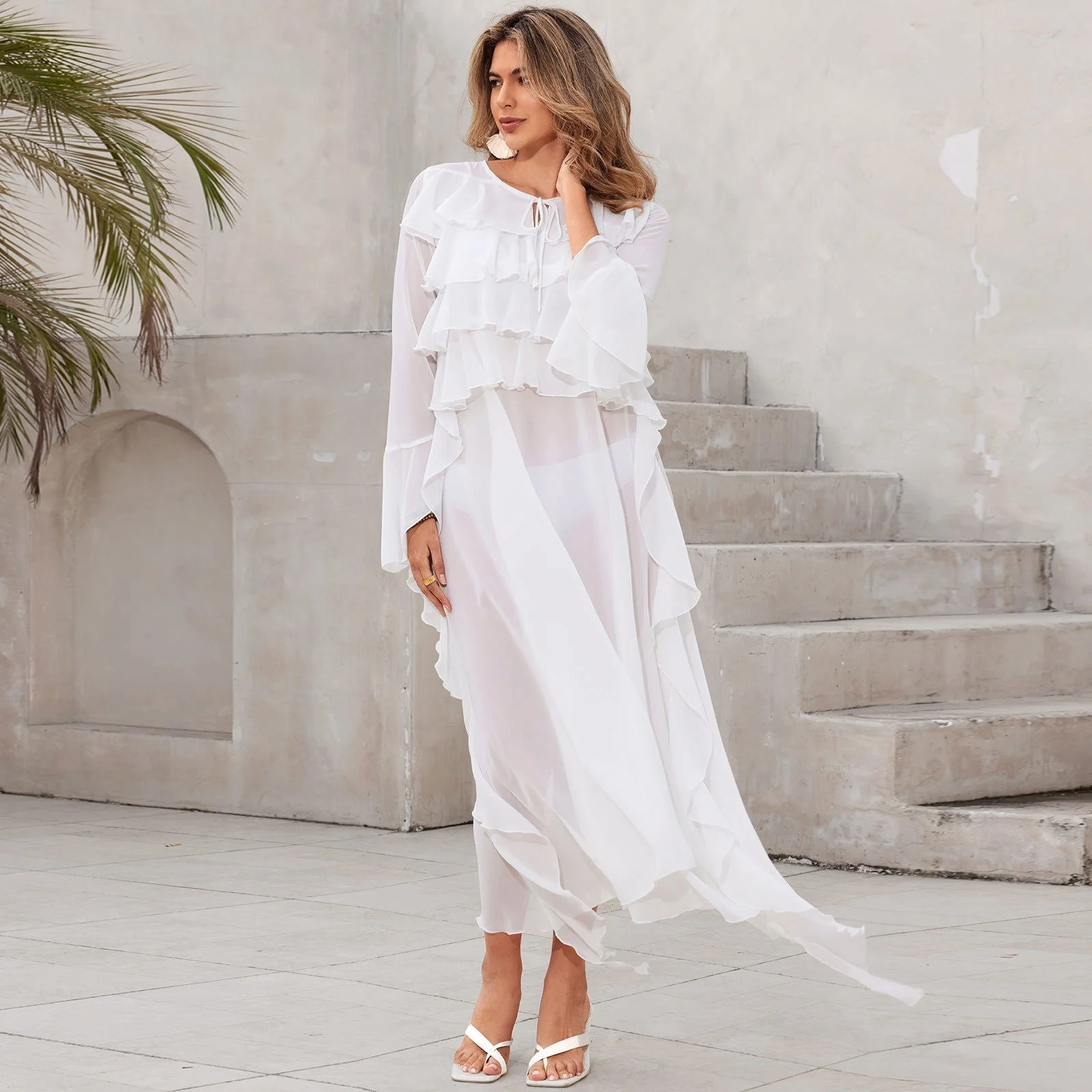 Sheer Chiffon Maxi Dress | Beach Cover UpClistos