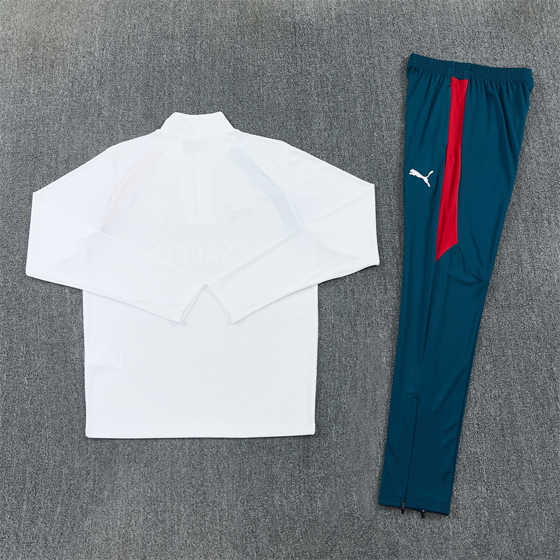 Portugal 26/27 Half Zipper Training Suit - White 4