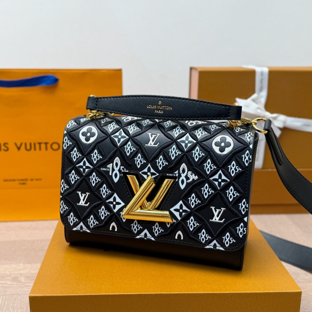 Louis Vuitton Twist Mm Monogram Jacquard Black 23Cm