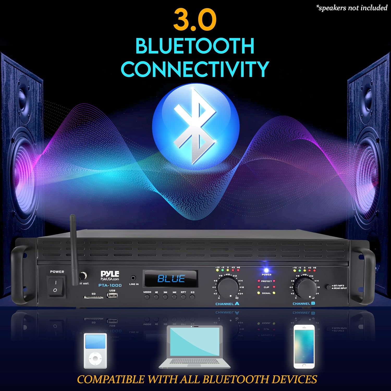 2026 2-Channel Bluetooth Power Amplifier - 2000W Bridgeable Rack Mount Pro Audio Sound Wireless Home Stereo Receiver w/TRS XLR Input,LCD, Bridge Mode, Cooling Fan - Entertainment Speaker System