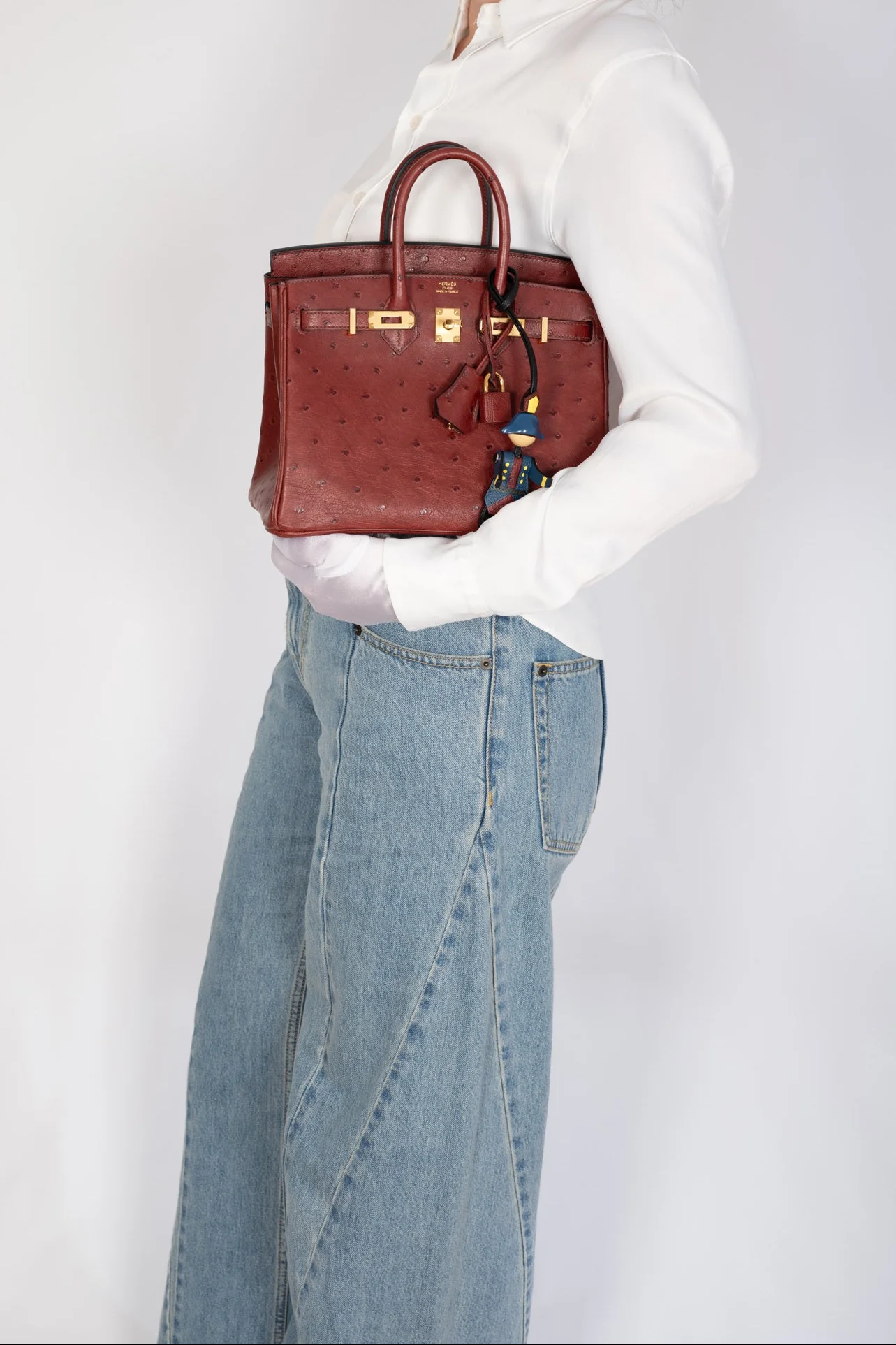 Hermès Birkin 25 Rouge H Ostrich Retourné Gold Hardware