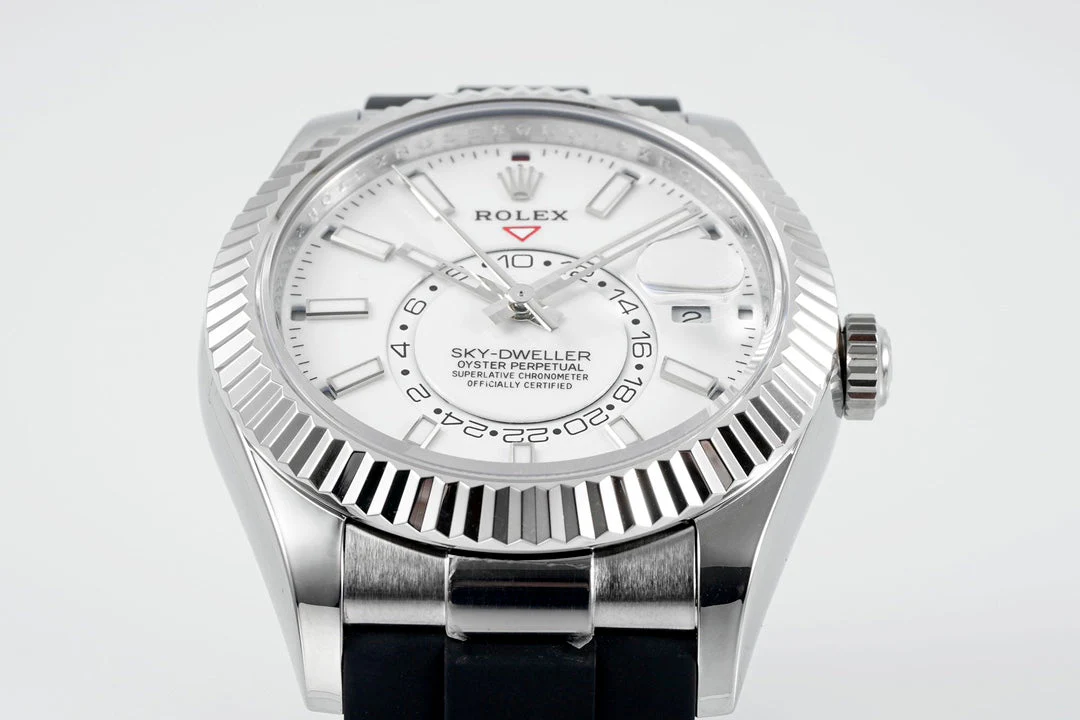 Rolex Sky-Dweller 42mm Stainless Steel Case White Dial Rubber Strap