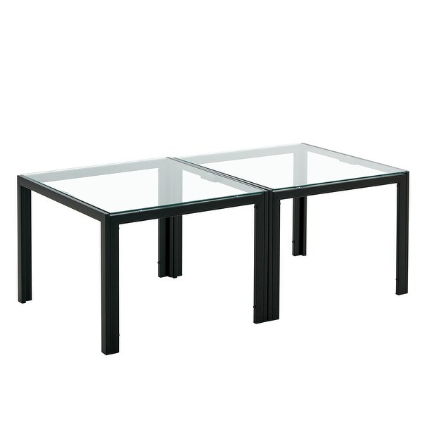 Coffee Table Set of 2,Square with Tempered Glass Finish