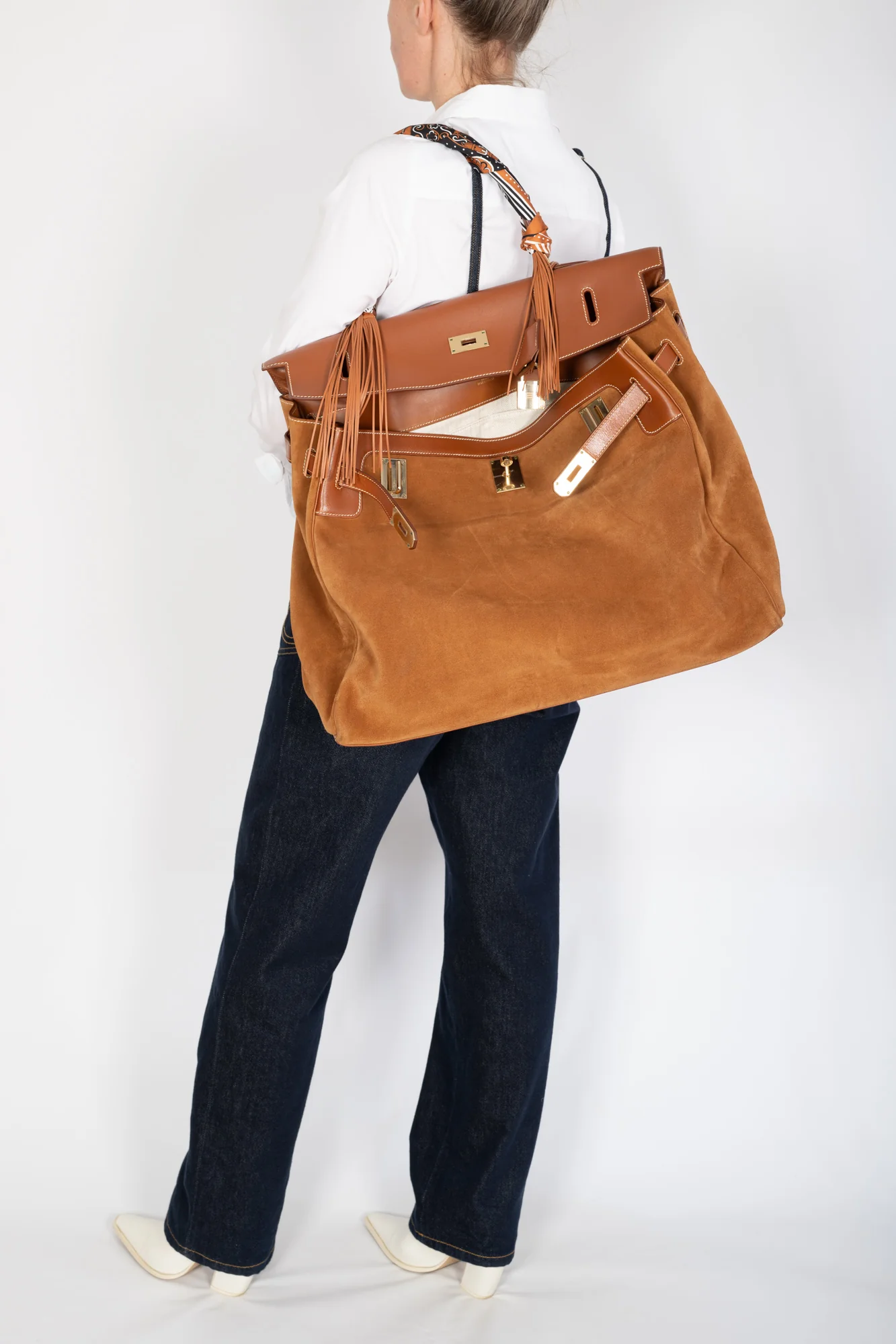 Hermès Kelly Relax 50 Gold Barenia/Grizzly Gold Hardware