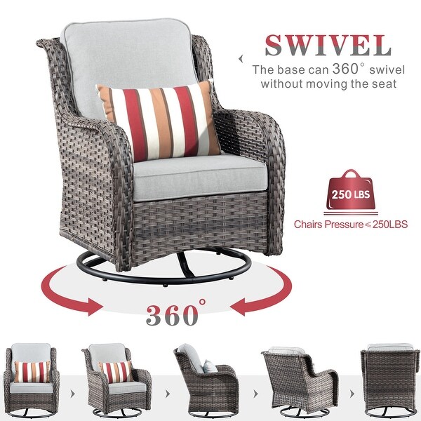 OVIOS 6piece Rattan Wicker Patio Furniture Set Swivel Gliding Chair Set
