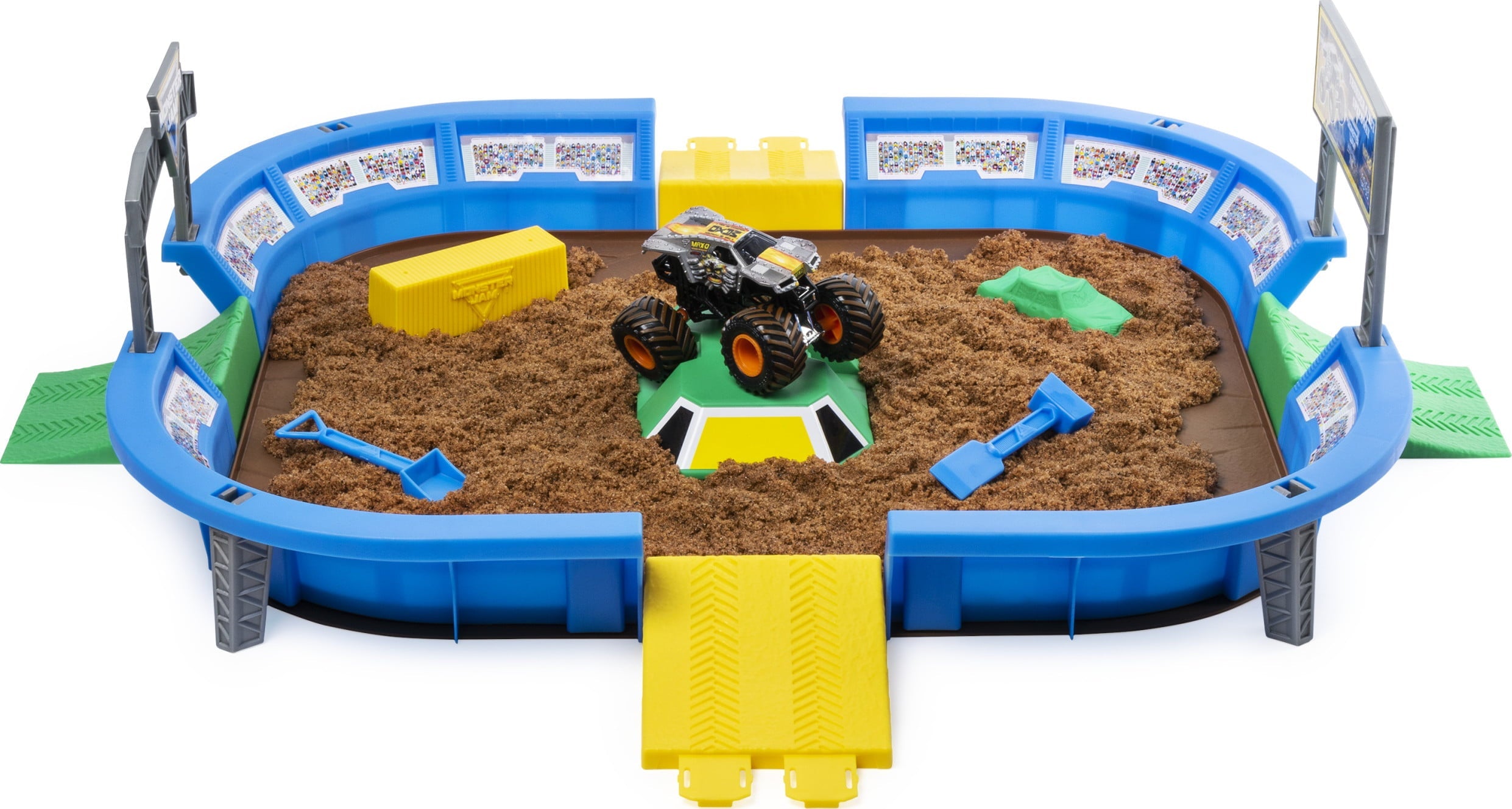 Monster Jam, Monster Dirt Arena 24-inch Playset with 2lbs of Monster Dirt and Exclusive 1:64 Scale Die-Cast Monster Jam Truck