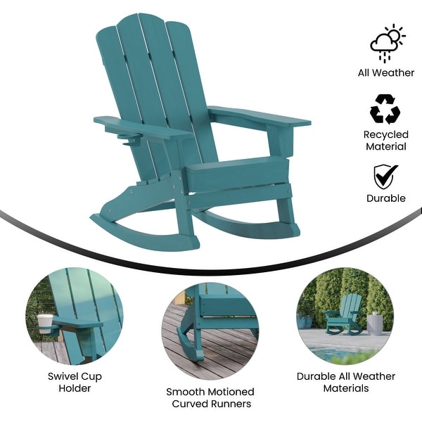Commercial AllWeather Rocking Adirondack Chair with Swiveling Cupholder
