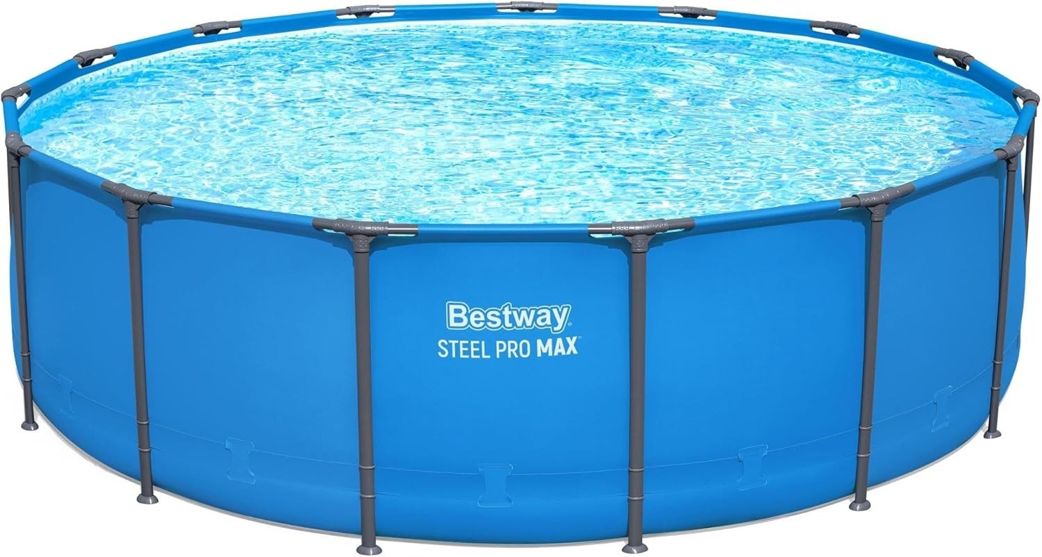 15’ x 48′′ Above Ground Pool, Round Metal Frame Outdoor Swimming Pool for Backyard, Blue, Pool ONLY