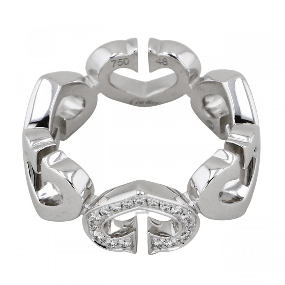 Cartier C Heart Diamond Ring 18K White Gold