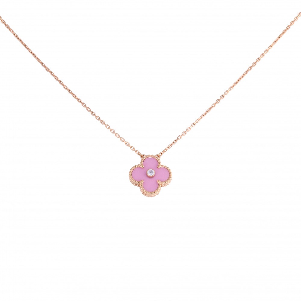 Van Cleef & Arpels Alhambra Pink Sèvres 2015 Limited Necklace 18K Rose Gold