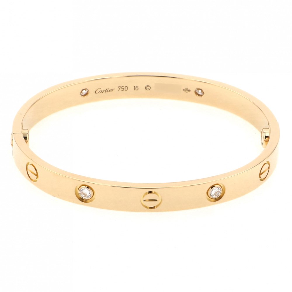 Cartier Love 4 Diamonds Bracelet 18K Yellow Gold Diamond
