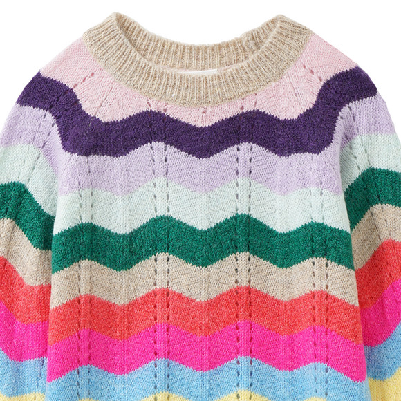 Famy Mädchen Strickpullover mit Streifen