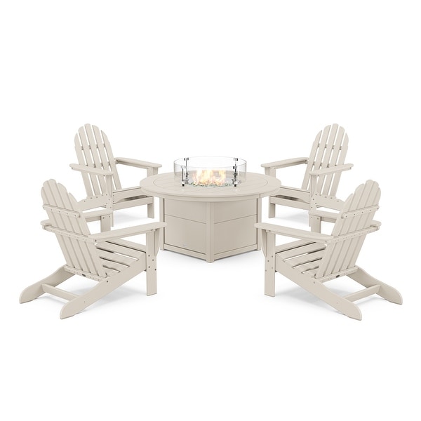 POLYWOOD Classic Adirondack 5Piece Conversation Set with Fire Pit Table