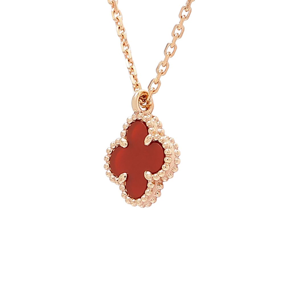Van Cleef & Arpels Sweet Alhambra Necklace 18K Rose Gold Carnelian VCARN59M00