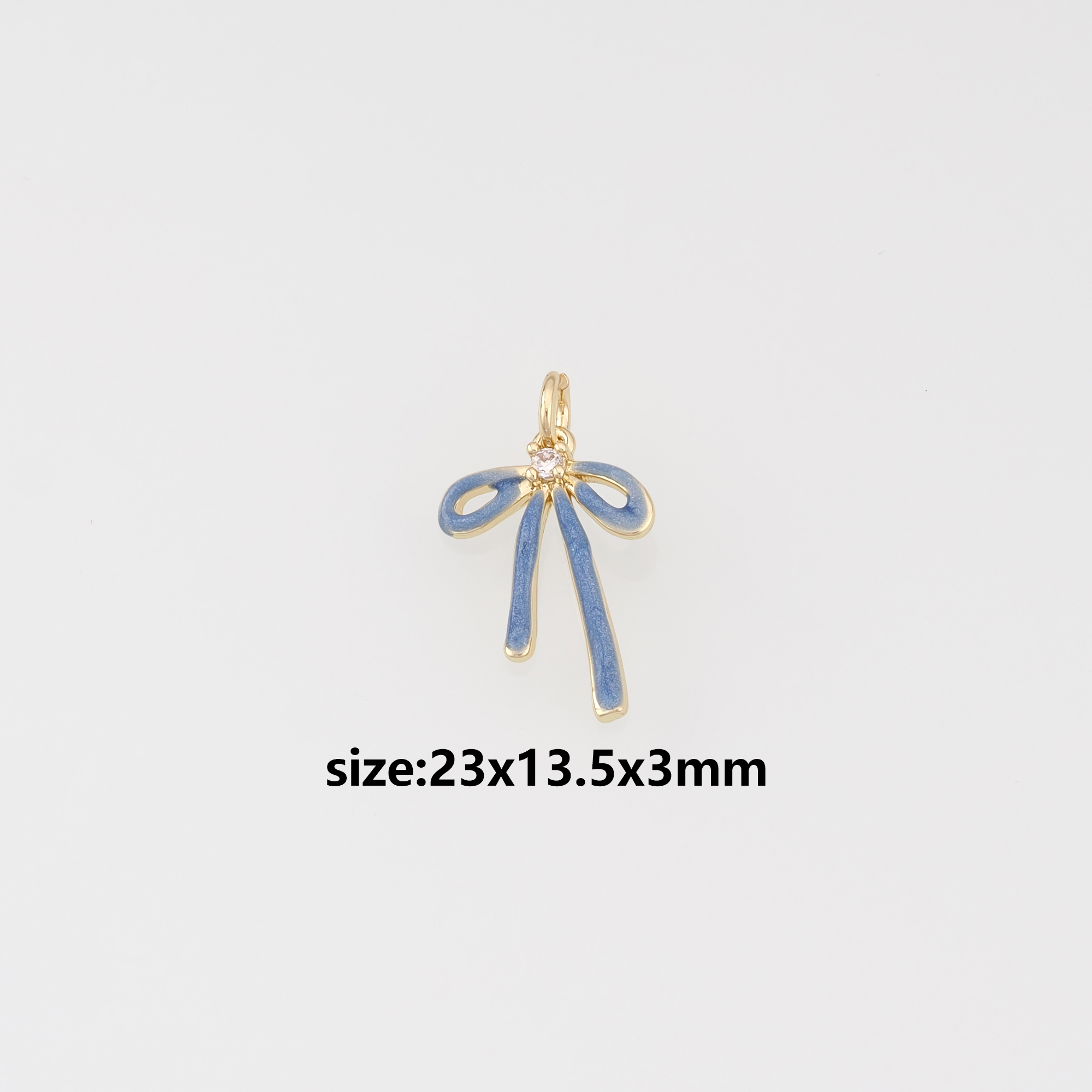 18K Gold Filled Bow Tie Pendant,Enamel Bow Charm Earrings Necklace for DIY Jewelry Making Supply