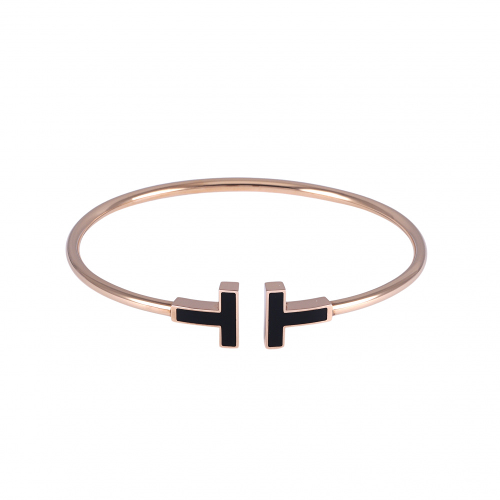 Tiffany & Co. Tiffany T Wire Bracelet 18K Rose Gold Onyx 64028685