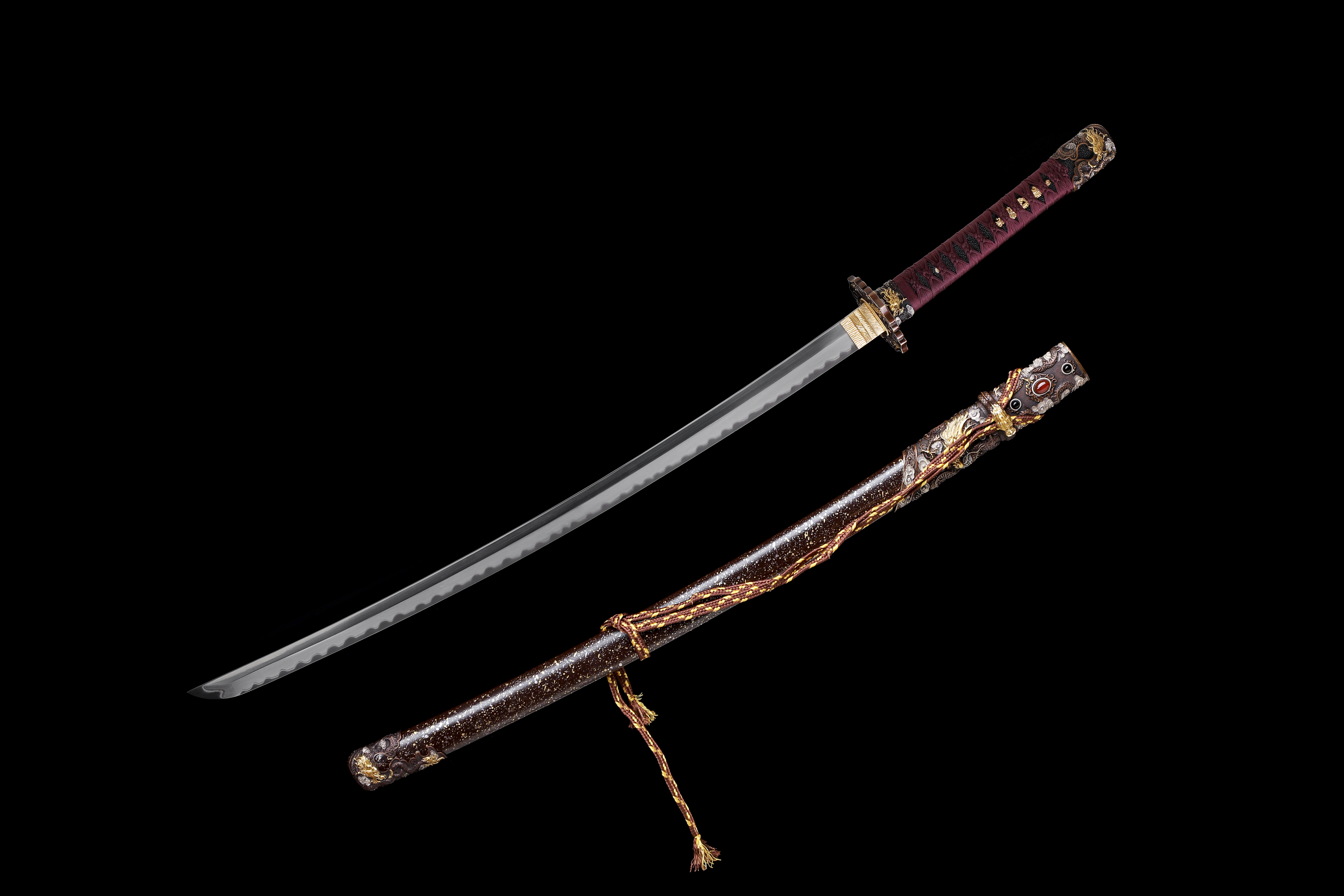 Handmade Japanese Katana Go-Mai Blade Galaxy Dragon Full Tang