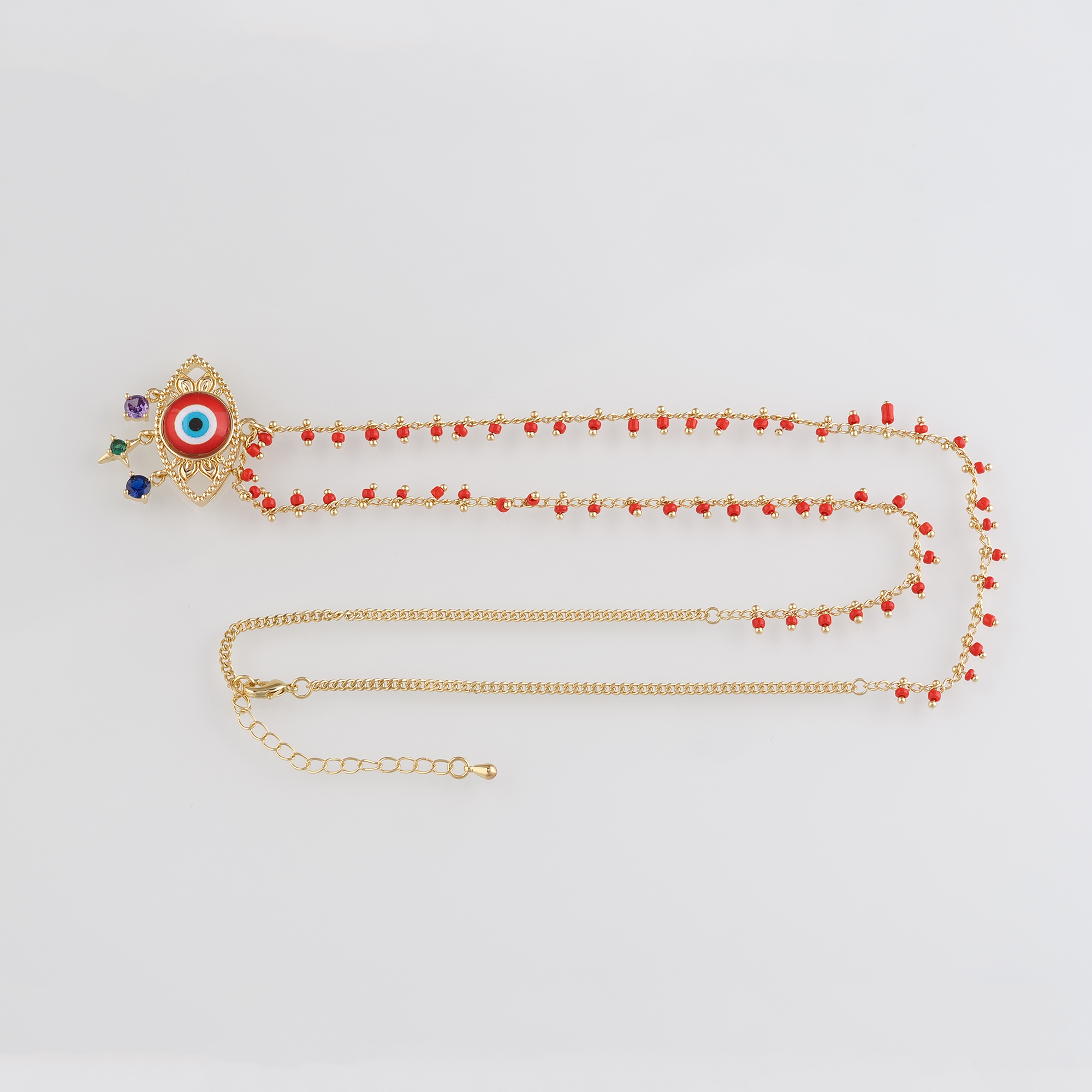 18K Gold Filled Evil Eye Link Necklace,Cable Chain,Minimalist Necklace,Evil Eye Chain Necklace,Adjustable Necklace