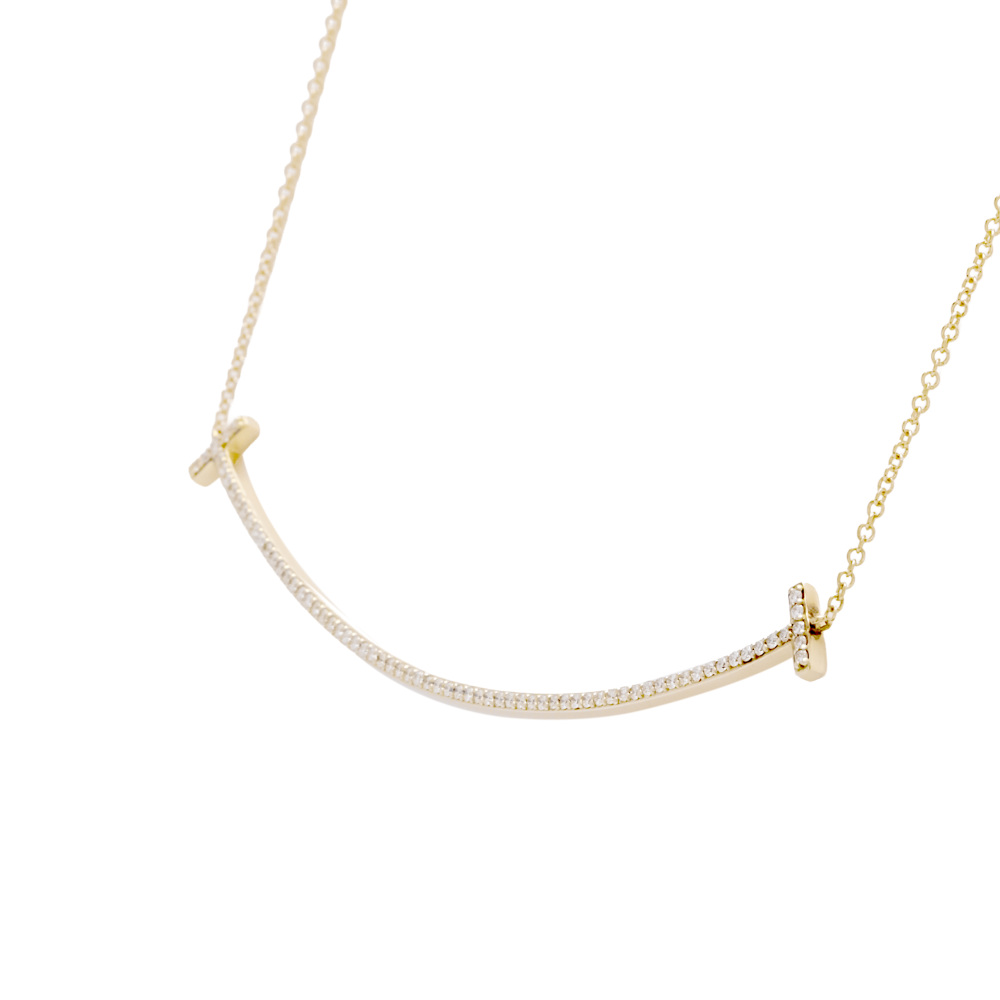 Tiffany & Co. Tiffany T Smile Necklace 18K Yellow Gold Diamond 60011656
