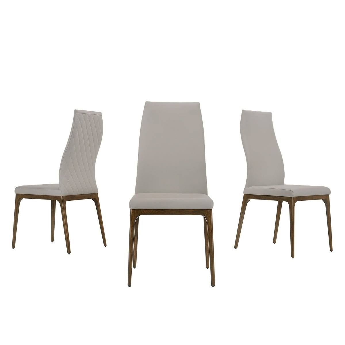 Casabianca Moritz Dining Chair in Light Gray Leather with Walnut Wood Legs