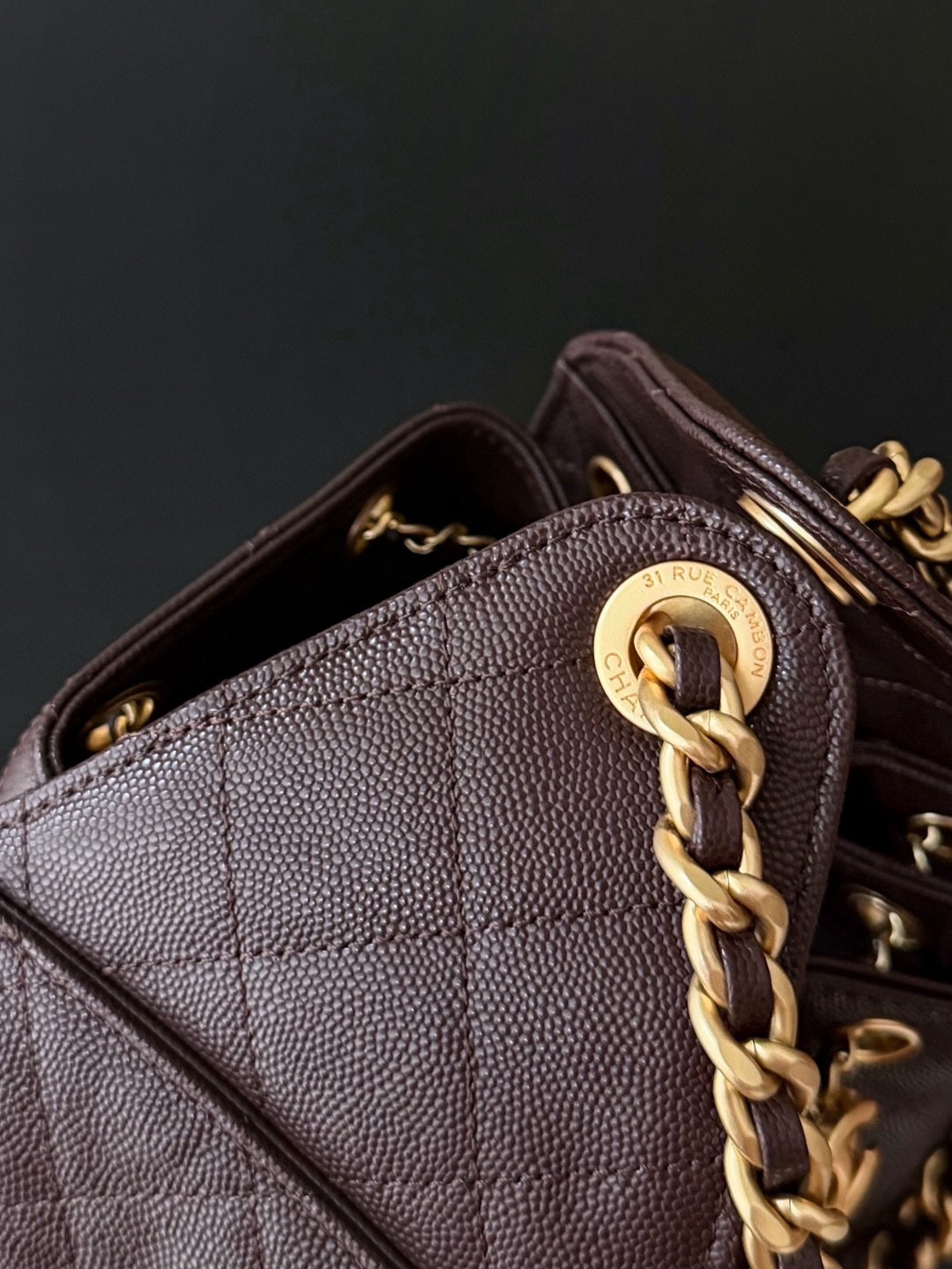 Chanel 25bag 25C Caviar leather white & gold small