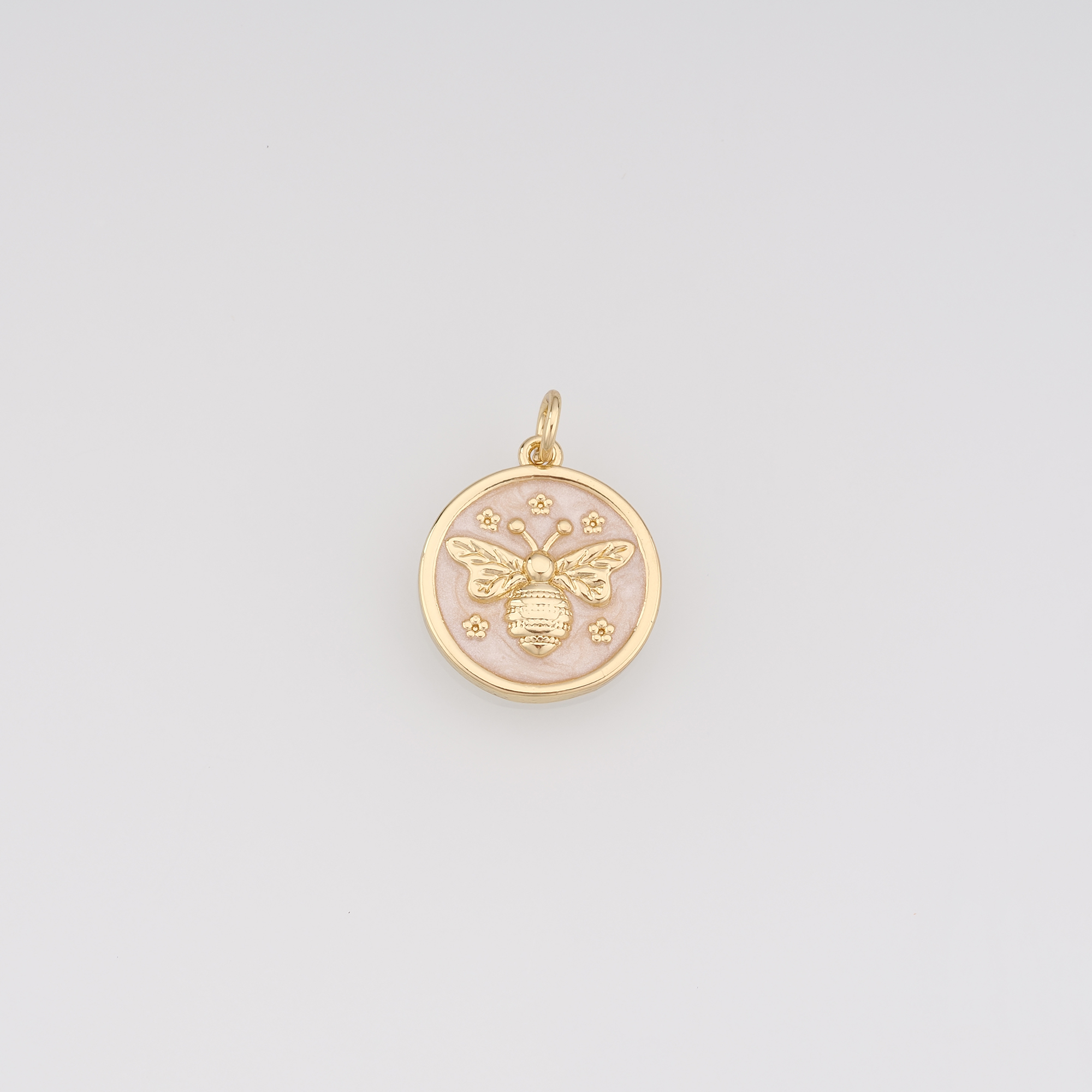 18K Gold Filled Bee Pendant,Enamel Insect Charm Earrings Necklace for DIY Jewelry Making Supply