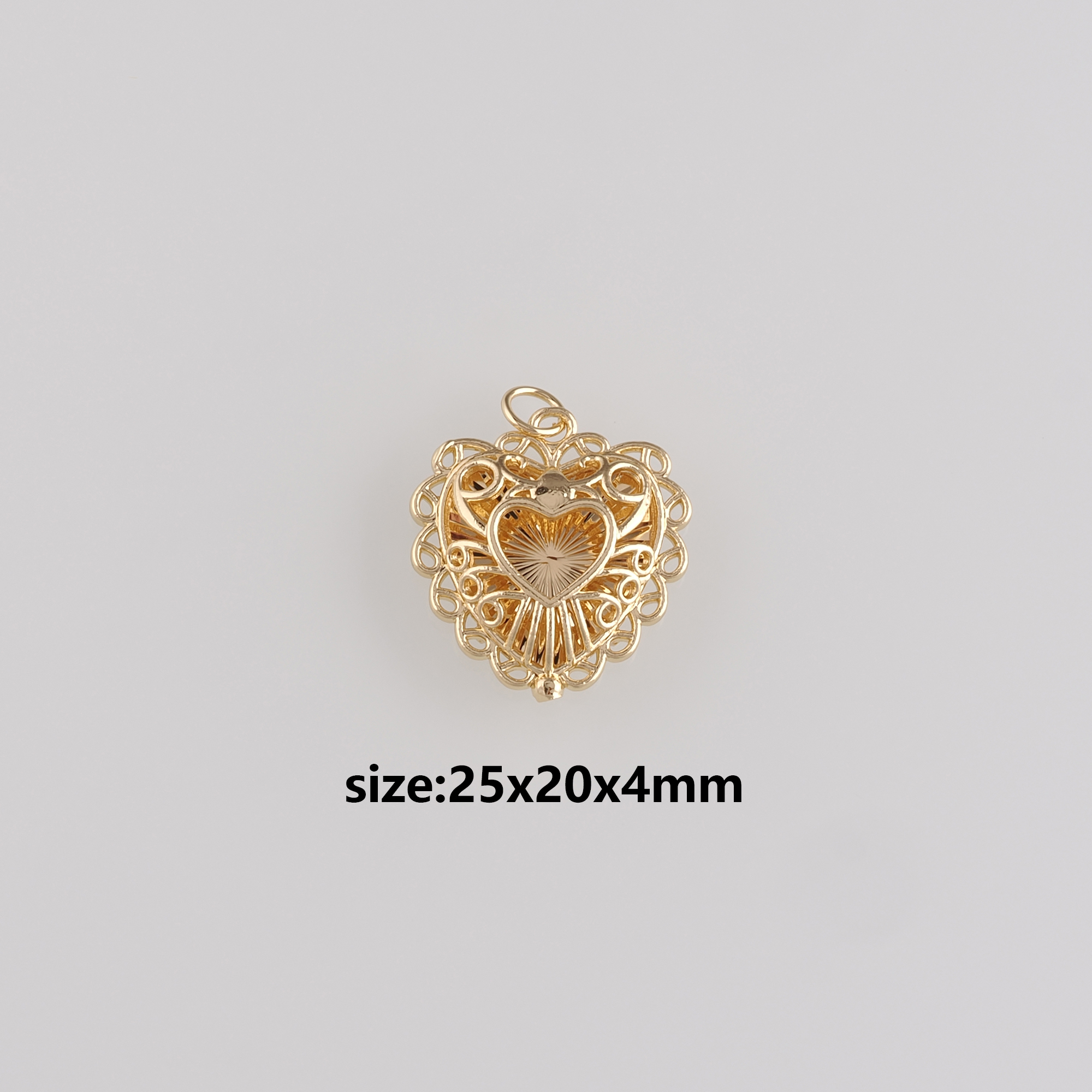 18K Gold Filled Heart Pendant,Gold Heart Charm Earrings Necklace for DIY Jewelry Making Supply