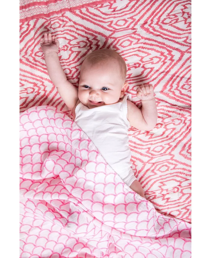 Malabar Baby GOTS Certified Organic Muslin Swaddle - Two-Pack Gift Set, Sakura (Cherry Blossom + Pink Rainbow)