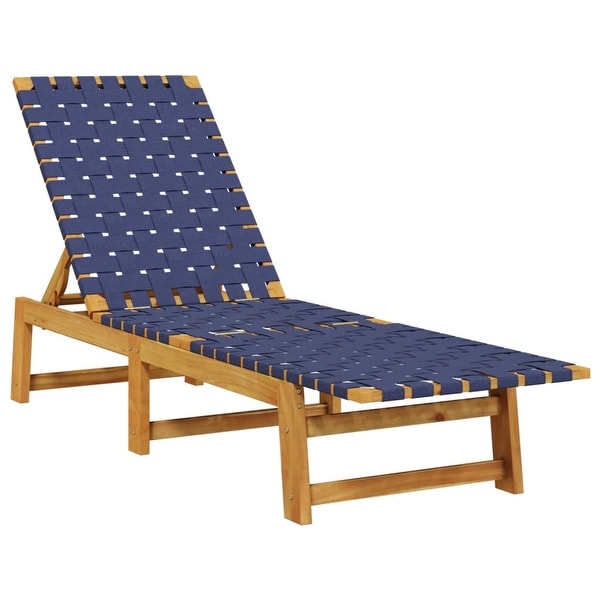 vidaXL Sun Lounger Reclining Patio Furniture Solid Wood Acacia and Fabric