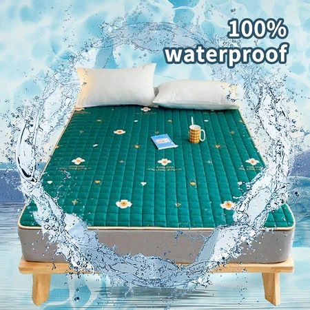 100% Waterproof Mattress Protector Tilam Kalis Air Cadar Single/Queen/King Flower Colored Cotton Mattress Cover