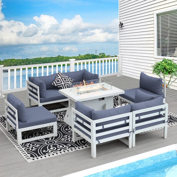 Nicesoul White Aluminum Modern Patio Furniture Sectional Sofa Set with Cushion