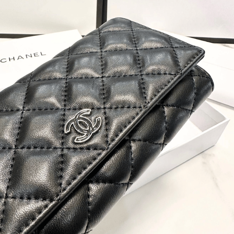 Chanel Classic Small Flap Wallet Black Caviar Silver Hardware 4.7 Inches