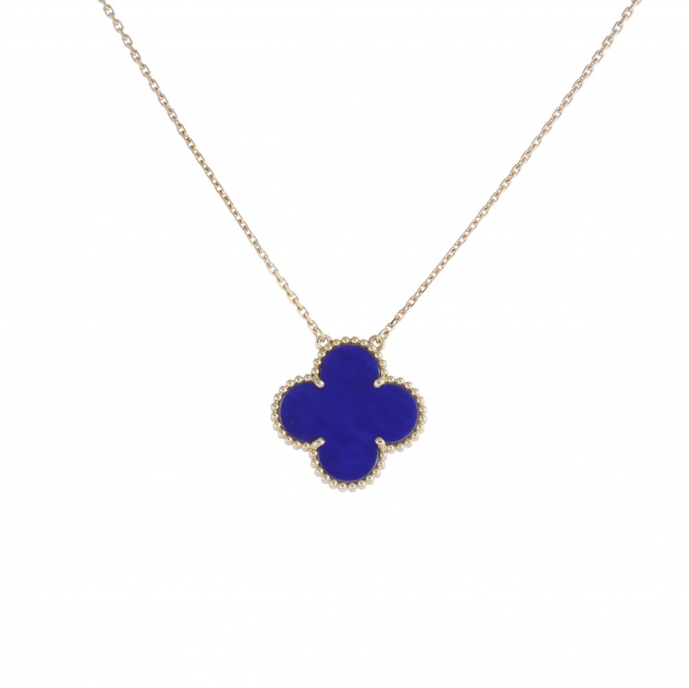 Van Cleef & Arpels Magic Alhambra Limited To Paris Blue Sèvres Necklace 18K Yellow Gold Sèvres Grilled