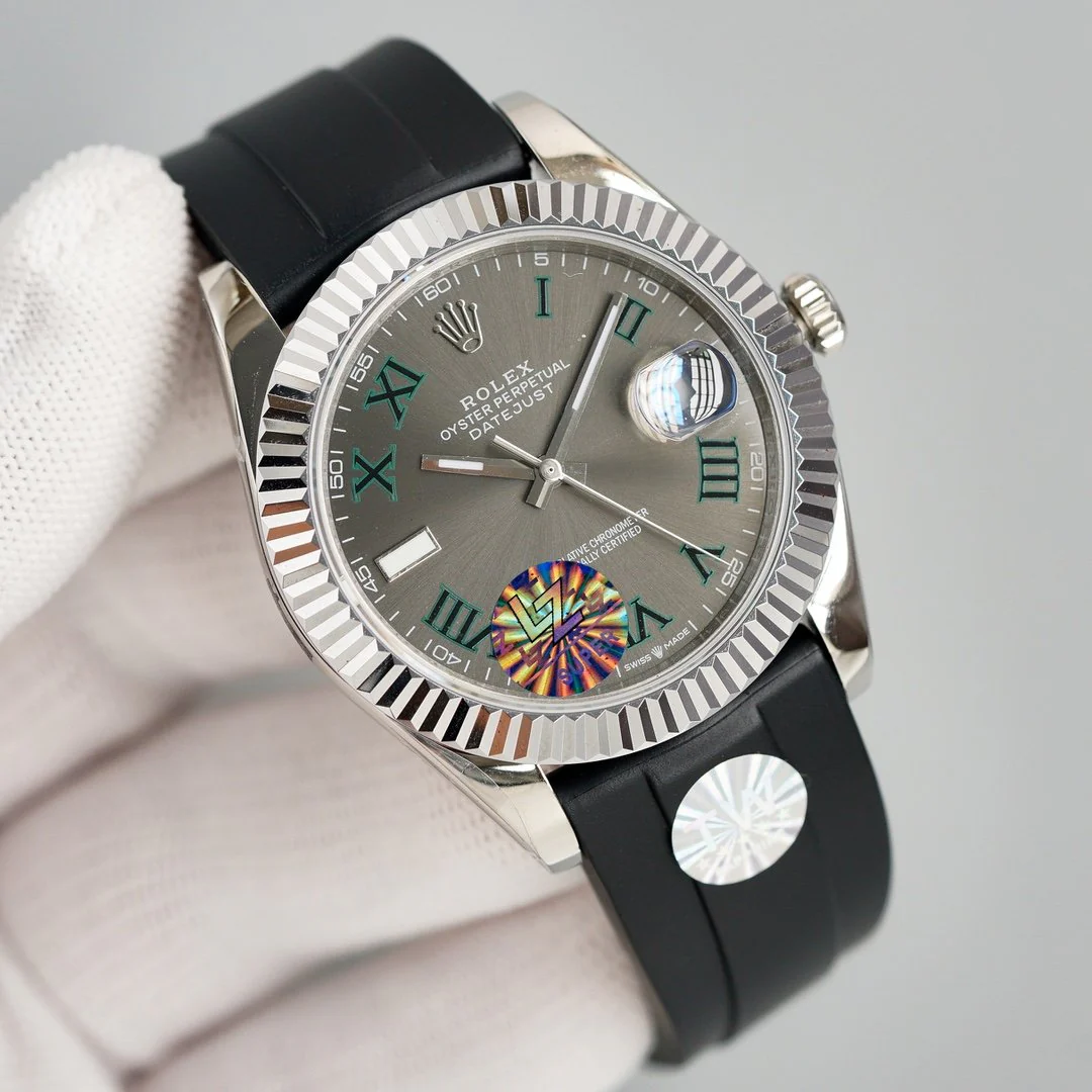 DATEJUST II 41MM STAINLESS STEEL CASE WIMBLEDON DIAL RUBBER STRAP
