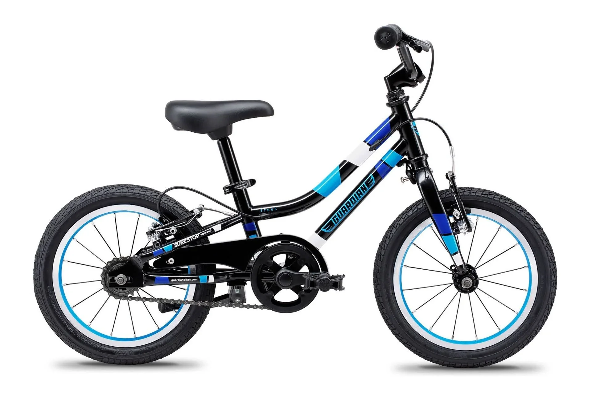 Guardian Bikes - 14 inch Kids Bike for Ages 3-5 - Black/Blue