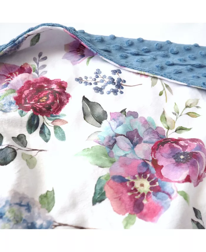 Honey Lemonade Premium Baby and Toddler Minky Blanket - Blue Floral