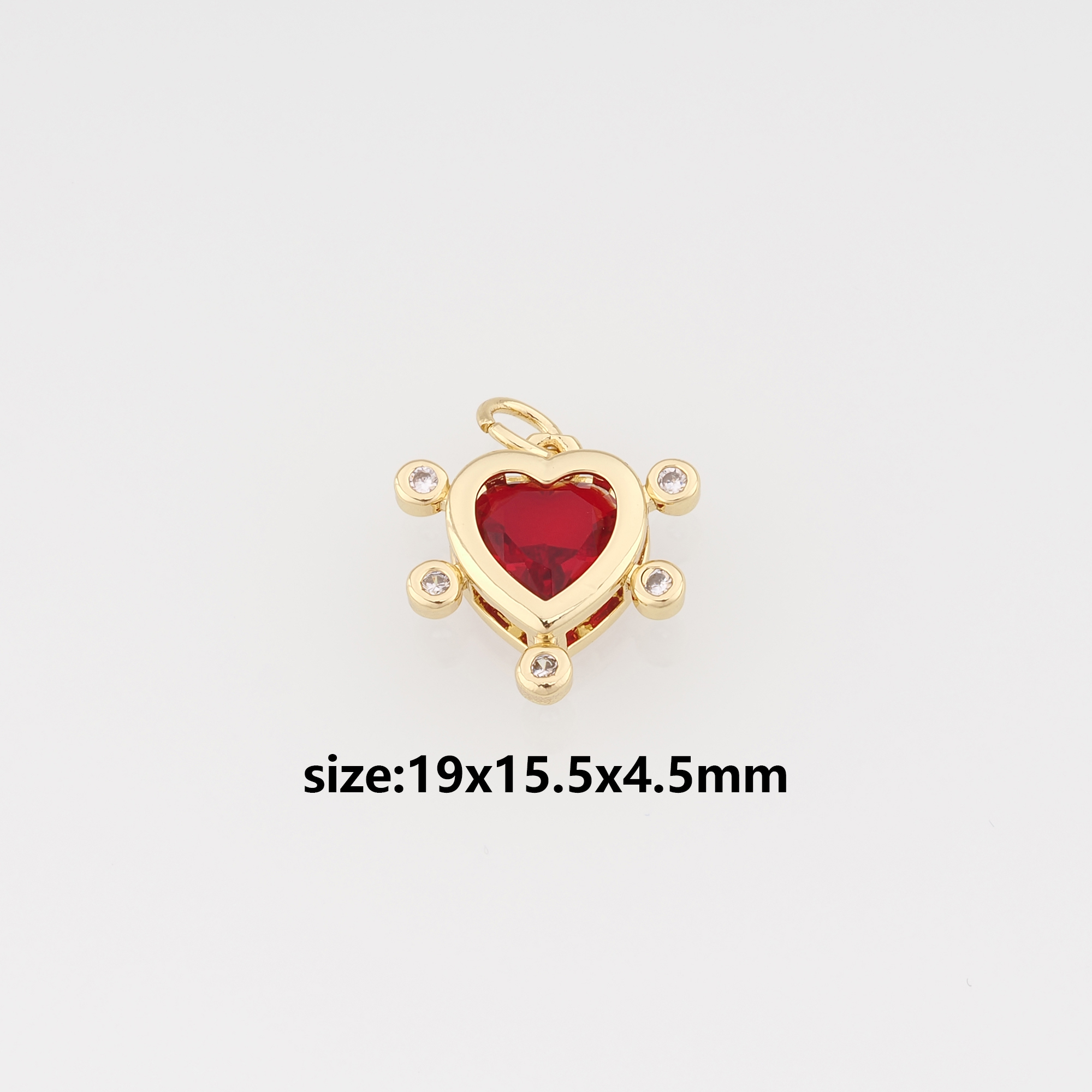18K Gold Filled Heart Pendant,CZ Micro Pave Heart Charm Earrings Necklace for DIY Jewelry Making Supply