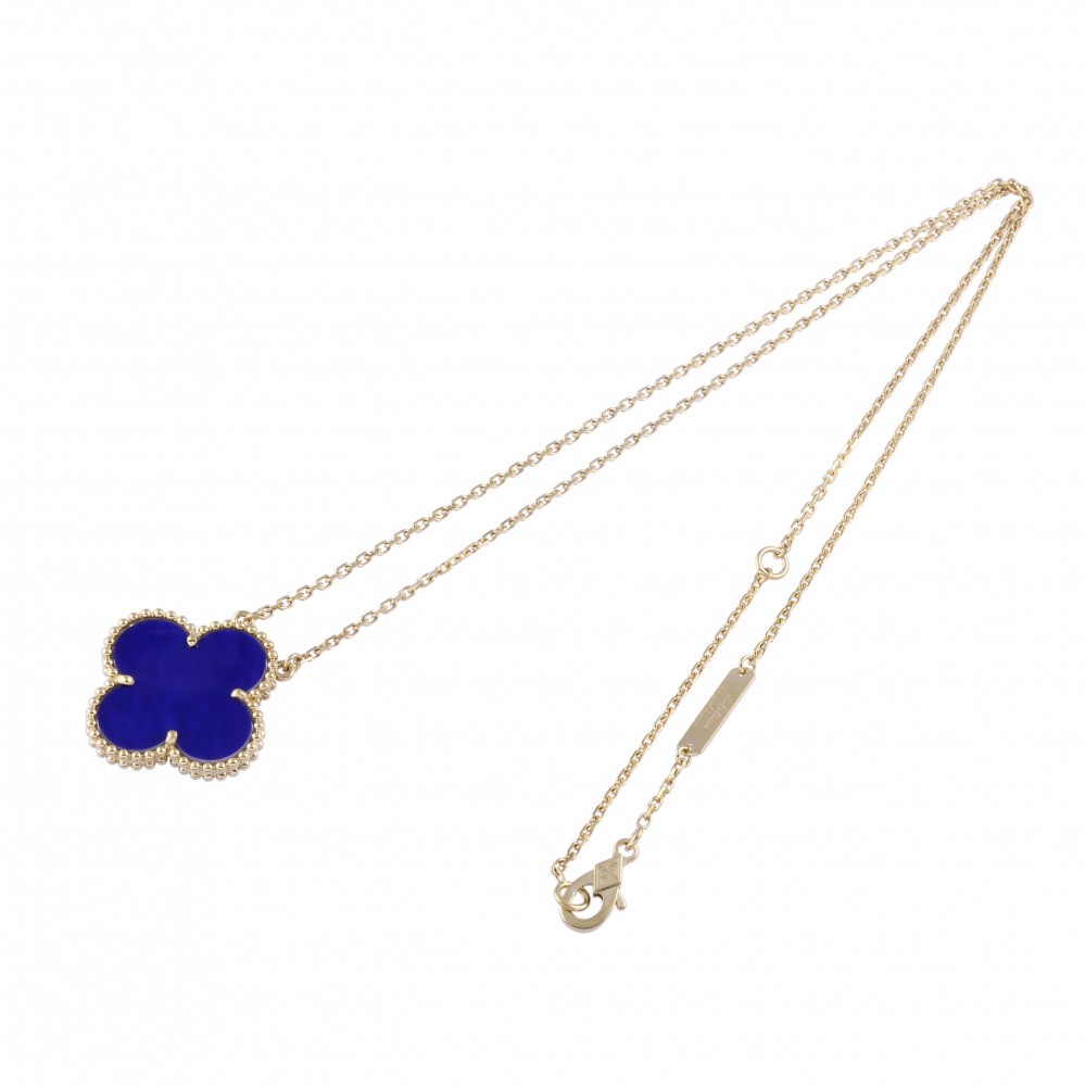 Van Cleef & Arpels Magic Alhambra Limited To Paris Blue Sèvres Necklace 18K Yellow Gold Sèvres Grilled