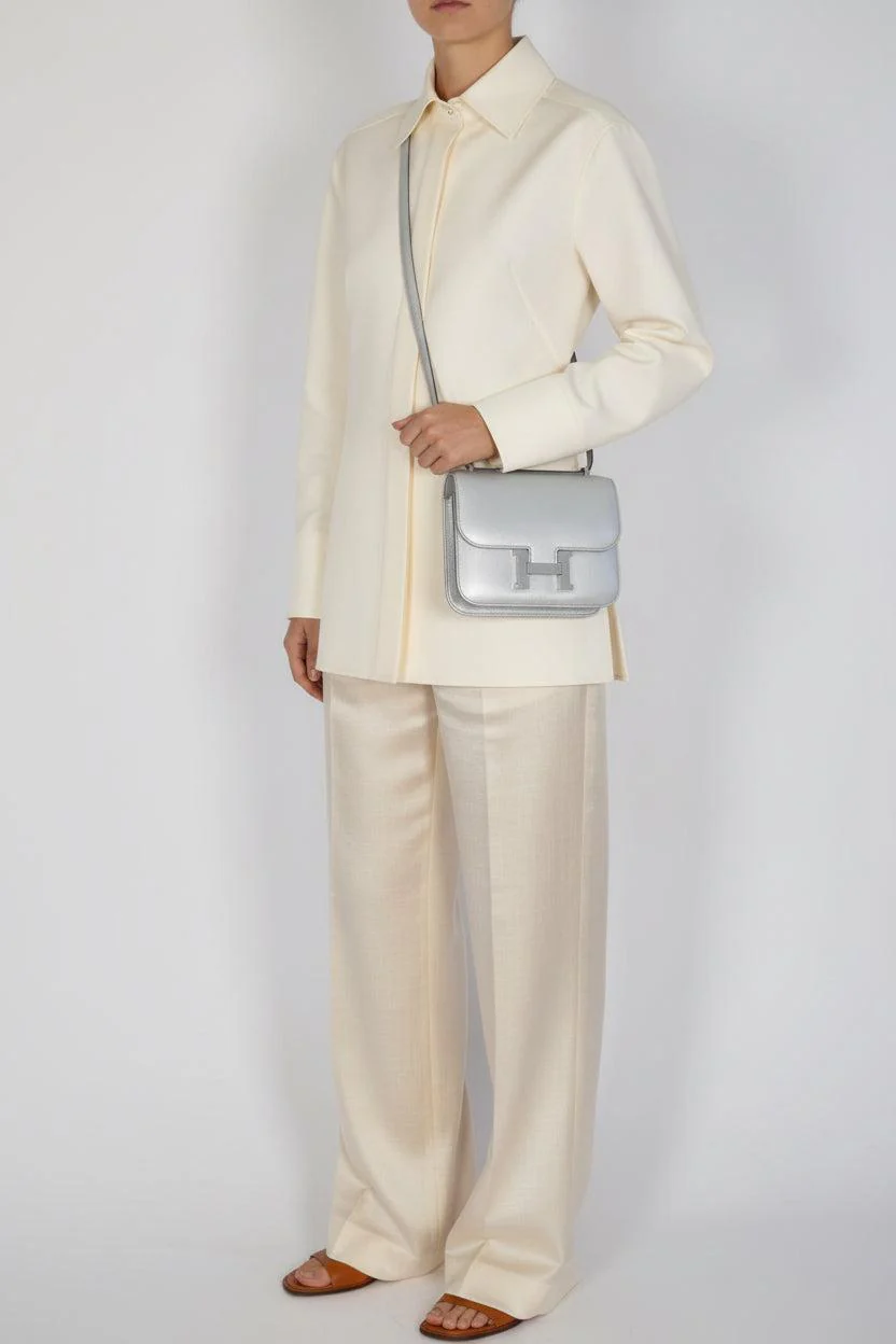 Hermès Mini Constance 18 Silver Metallic Chevre Palladium Hardware