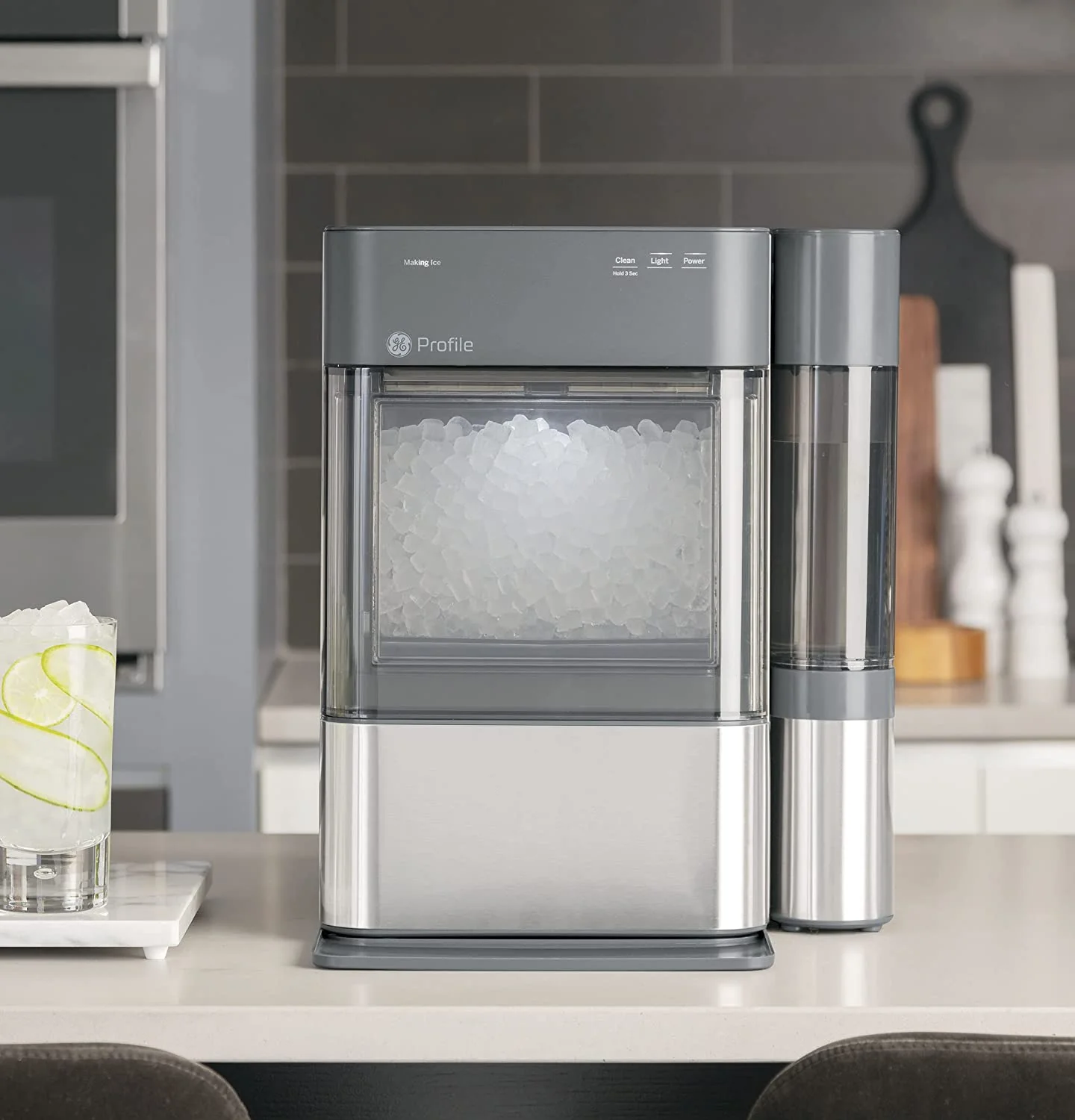 2026 Countertop Nugget Ice Maker | Ice Machine with WiFi Connectivity | Smart Home Kitchen Essentials | Black Stainless