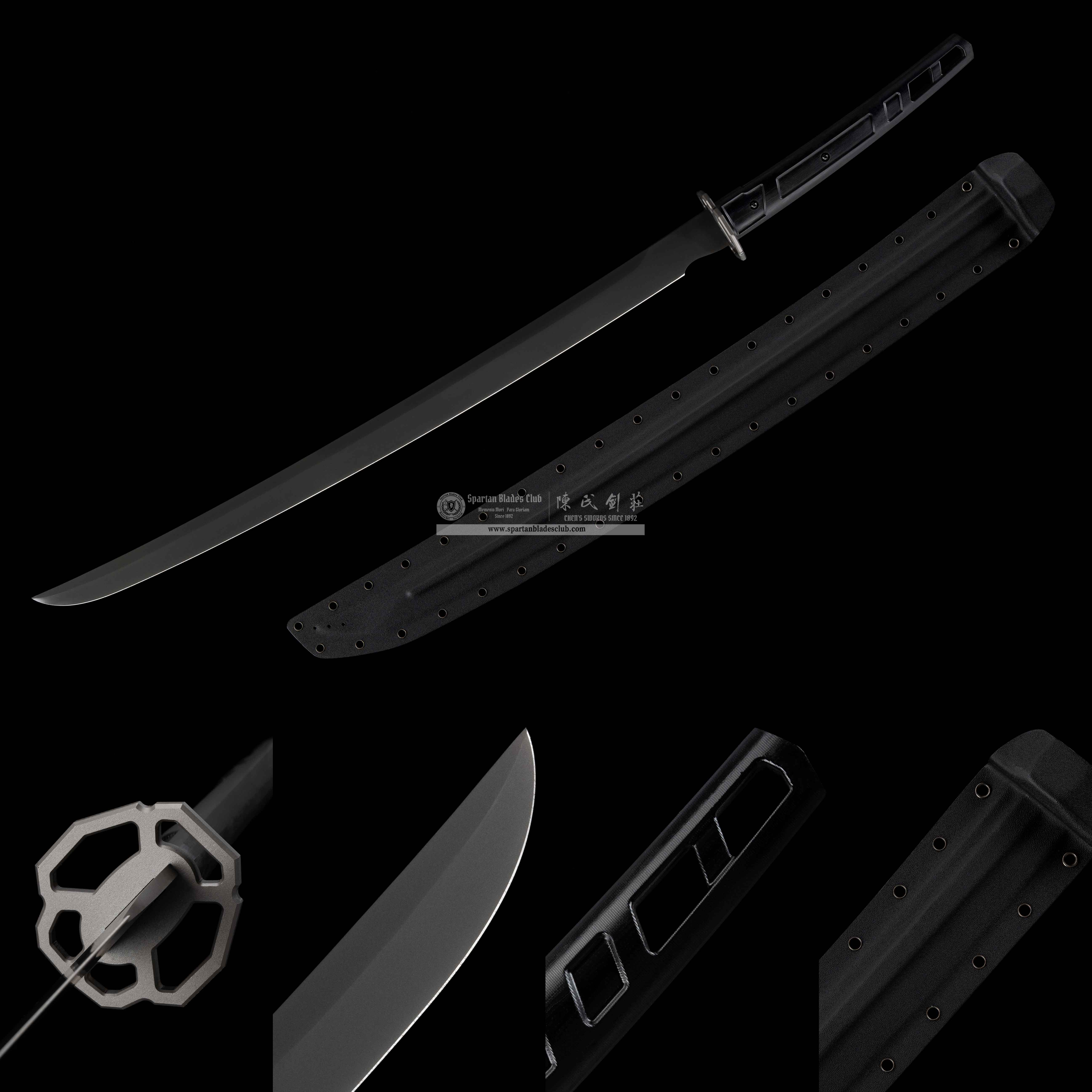 HR07 | Ruin Stalker | Tactical Sword | 60Si2Mn Spring Steel | Titanium PVD Coating (Gray & Silver) | Black | Tactical Wakizashi | Full Tang | Battle-ready | Spartan Blades Club (陳氏劍莊 CHEN'S SWORDS 1892) - Spartan Blades Club - 陳氏劍莊1892