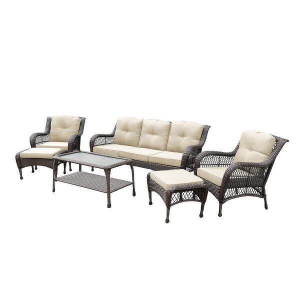 6piece Resin Wicker Patio Furniture Conversation Set with High Back