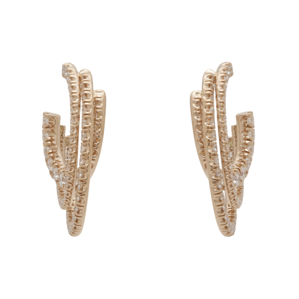 Cartier Ethancel Do Hoop Pavé Setting Earrings 18K Rose Gold N8515190