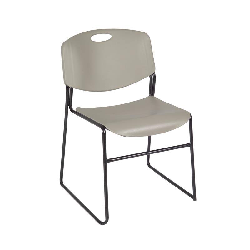 Regency Kobe 48x22 Round Breakroom Table- Grey u0026 4 Zeng Stack Chairs- Grey