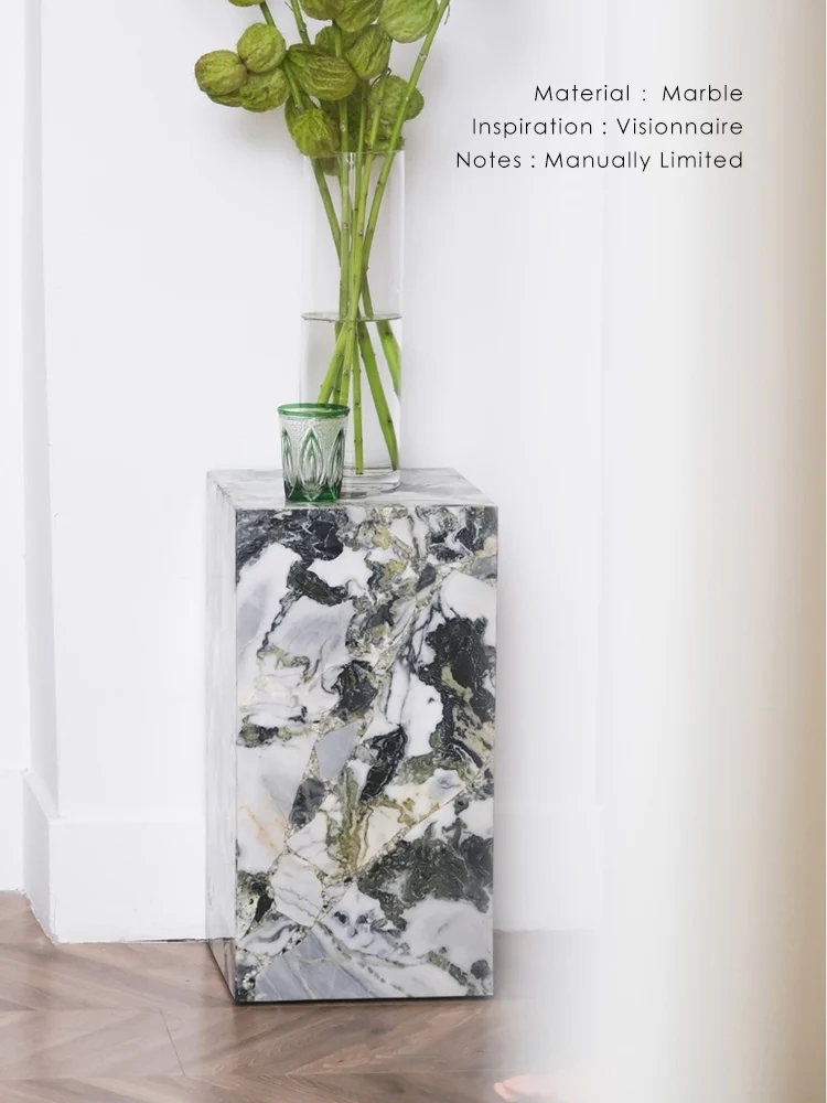 GA027 - Italian Natural Cold Jade Marble / Luxury Stone Side Table Foyer Table Living Room Vase Display Stand