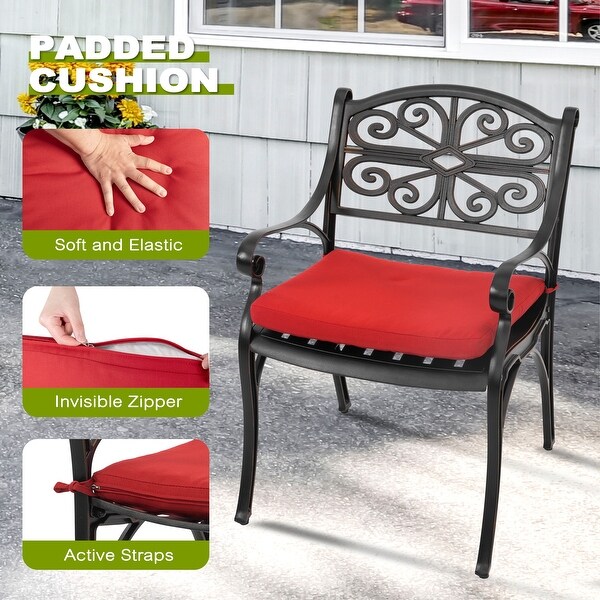 Nuu Garden Patio 3Piece Cast Aluminum Bistro Set with Umbrella Hole and Cushions