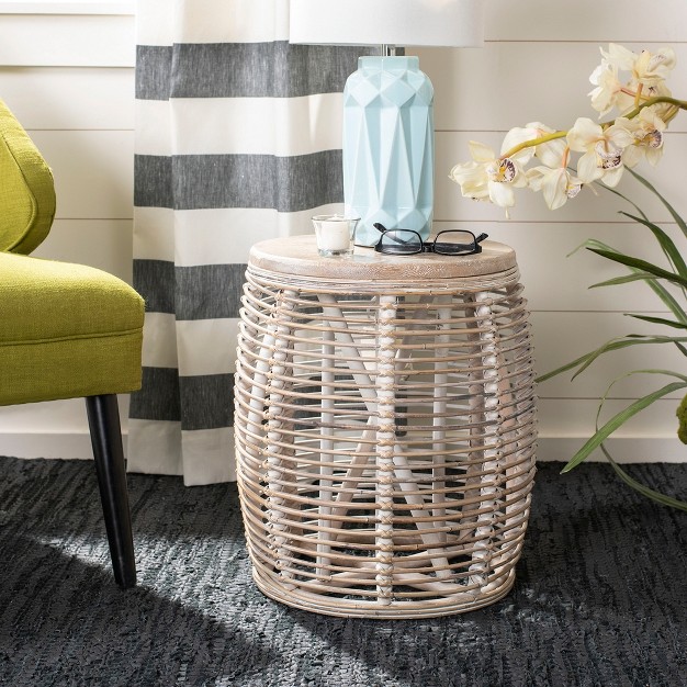 Maui Rattan Drum Stool Table Safavieh